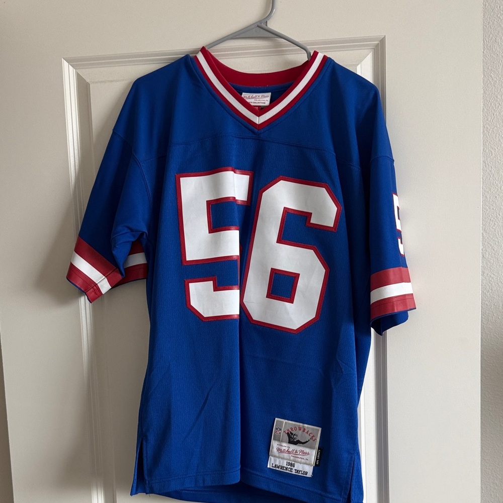 LawrenceTaylor Blue Jersey with Red and White Details